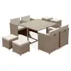 Image de Salon de jardin 4-8 places   vabo   coloris beige. Coussins beige. Table encastrable