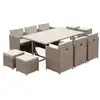 Image de Salon de jardin 6-10 places - vabo - coloris beige. Coussins beige. Table encastrable.