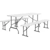 Image de Set de table et bancs de réception. 180cm. pliables. avec poignée de transport. plastique blanc. table de camping