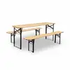 Image de Table en bois 180cm avec 2 bancs   bayonne   esprit brasserie. Pliable. 6 personnes