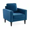 Image de Fauteuil scandinave en velours bleu - bjorn - canapé 1 place fixe droit pieds bois