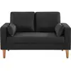 Image de Canapé en tissu gris chiné foncé - bjorn - canapé 2 places fixe droit pieds bois. Style scandinave
