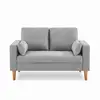Image de Canapé en tissu gris clair - bjorn - canapé 2 places fixe droit pieds bois. Style scandinave