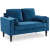 Image de Canapé en velours bleu- Bjorn - Canapé 2 places fixe droit pieds bois style scandinave