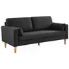 Image de Canapé en tissu gris chiné foncé - Bjorn - Canapé 3 places fixe droit pieds bois. style scandinave