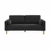 Image de Canapé en tissu gris chiné foncé - bjorn - canapé 3 places fixe droit pieds bois. Style scandinave