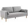 Image de Canapé en tissu gris clair - Bjorn - Canapé 3 places fixe droit pieds bois. style scandinave