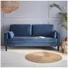Image de Canapé en velours bleu - bjorn - canapé 3 places fixe droit pieds bois. Style scandinave