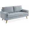 Image de Canapé en tissu gris clair. 3 places scandinave fixe. droit. pieds bois