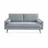 Image de Canapé en tissu gris clair. 3 places scandinave fixe. Droit. Pieds bois