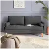 Image de Canapé en tissu gris foncé. 3 places scandinave fixe. Droit. Pieds bois