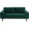 Image de Canapé en velours vert anglais. 3 places scandinave fixe. Droit. Pieds bois noir