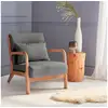 Image de Fauteuil design en bois et tissu. 1 place droit fixe. Pieds compas scandinave. Structure en bois solide. Assise confortable. Gris foncé