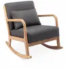 Image de Fauteuil à bascule design en bois et tissu. 1 place. rocking chair scandinave. gris foncé