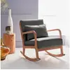 Image de Fauteuil à bascule design en bois et tissu. 1 place. Rocking chair scandinave. Gris foncé