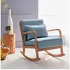 Image de Fauteuil à bascule design en bois et tissu. 1 place. Rocking chair scandinave. Bleu