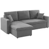 Image de Canapé dangle convertible en tissu gris chiné foncé - IDA - 3 places. fauteuil dangle réversible coffre rangement lit modulable