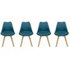 Image de Lot de 4 chaises scandinaves. pieds bois de hêtre. chaises 1 place. bleu canard