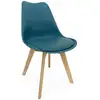 Image de Lot de 4 chaises scandinaves. Pieds bois de hêtre. Chaises 1 place. Bleu canard