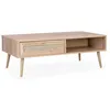 Image de Table basse en cannage 110 x 59 x 39 cm - Bohème - Naturel. 1 tiroir. 1 espace de rangement. pieds scandinaves