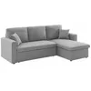 Image de Canapé dangle convertible en tissu gris clair - IDA - 3 places. fauteuil dangle réversible coffre rangement lit modulable