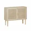 Image de Buffet en décor bois et cannage - camargue - 2 portes. Buffet bas. 80x30x68cm