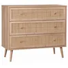 Image de Commode en décor bois et cannage 90x39x79cm - Bohème - 3 tiroirs