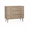 Image de Commode en décor bois et cannage 90x39x79cm - bohème - 3 tiroirs