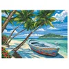 Image de Peinture Par Numéro Figured Art Barque Sous Les Cocotiers 40x50 Cm