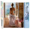 Image de FiguredArt Peinture par Numéro Adulte Femme dénudée et grand Soleil - Kit de Loisir Créatif DIY Numéro dArt - 40x50cm sans châssis