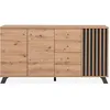 Image de Buffet 3 portes 4 tiroirs effet chêne 160 cm - Flavia