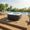 Image de KIT TOUT INCLUS SUNSPA: spa gonflable carré 4 places et accessoires : 2 appuis têtes filtre épuisette brosse tapis couverture