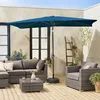 Image de Parasol droit rectangulaire 2x3m - Touquet Bleu canard - mât central en aluminium orientable et manivelle douverture