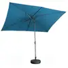 Image de Parasol droit rectangulaire 2x3m - touquet bleu canard - mât central en aluminium orientable et manivelle d'ouverture
