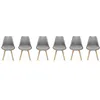 Image de Lot de 6 chaises scandinaves. pieds bois de hêtre. fauteuils 1 place. gris