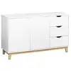 Image de Buffet de rangement blanc. Pieds bois - floki - avec 3 tiroirs. Buffet 2 portes. Buffet bas. 120x40x75 cm