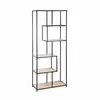 Image de Etagère en métal noir et décor bois - loft - bibliothèque 6 niveaux. L 77 x l 33 x h 185cm