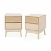 Image de Lot de 2 tables de chevet deux tiroirs. Décor bois et piétement en pin - linear