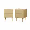 Image de Lot de 2 tables de chevet décor bois naturel - mika - 2 tiroirs - l 48 x l 40 x h 59cm