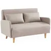 Image de Canapé convertible en tissu - Panam - 2 places scandinave. pieds bois clair. beige. banquette. dossier inclinable