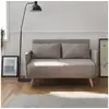 Image de Canapé convertible en tissu - panam - 2 places scandinave. Pieds bois clair. Beige. Banquette. Dossier inclinable
