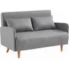 Image de Canapé convertible en tissu - Panam - 2 places scandinave. pieds bois clair. gris clair. banquette. dossier inclinable