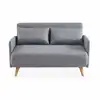 Image de Canapé convertible en tissu - panam - 2 places scandinave. Pieds bois clair. Gris clair. Banquette. Dossier inclinable