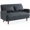 Image de Canapé convertible en tissu - Panam - 2 places scandinave. pieds bois foncé. gris foncé. banquette. dossier inclinable
