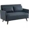 Image de Canapé convertible en tissu - panam - 2 places scandinave. Pieds bois foncé. Gris foncé. Banquette. Dossier inclinable