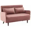 Image de Canapé convertible en velours - Panam - 2 places scandinave. pieds bois foncé. vieux rose. banquette. dossier inclinable