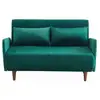 Image de Canapé convertible en velours - panam - 2 places scandinave. Pieds bois foncé. Vert. Banquette. Dossier inclinable