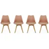 Image de Lot de 4 chaises scandinaves. pieds bois de hêtre. fauteuils 1 place. vieux rose