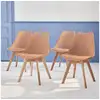 Image de Lot de 4 chaises scandinaves. Pieds bois de hêtre. Chaises 1 place. Vieux rose