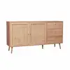Image de Buffet de rangement naturel en cannage 2 portes 3 tiroirs. Buffet bas. L150 x l39 x h79cm - bohème